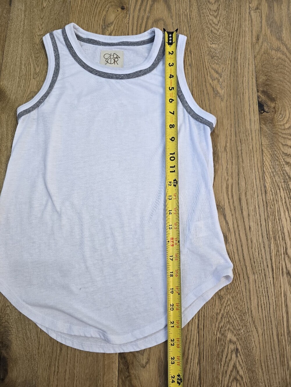 Chaser White Tank Top with Gray Trim Extra Small - Picture 6 of 6